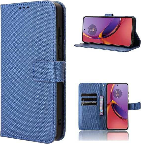bojioderf Compatible with Honor Magic6 Pro Case,Compatible with Honor Magic 6 Pro 5G BVL-AN16 Flip Stand Magnetic Clasp Card Slots Wallet Cover Blue