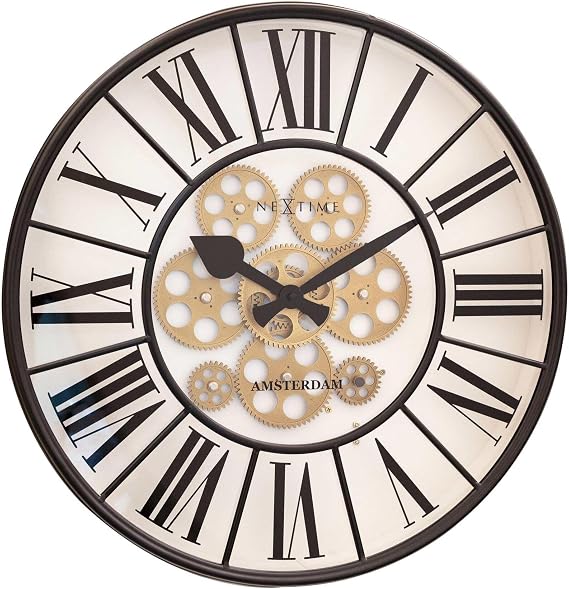 NEXTIME Moving Gear Clock - White - Large Wall Clock - 50 cm - William