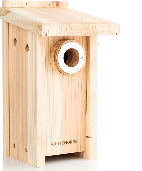 WHITEHORSE Premium Bird House and Nesting Box - Weatherproof Design - A Cedar Wood Nesting Box - Enjoy Bird Watching While Supporting European Species