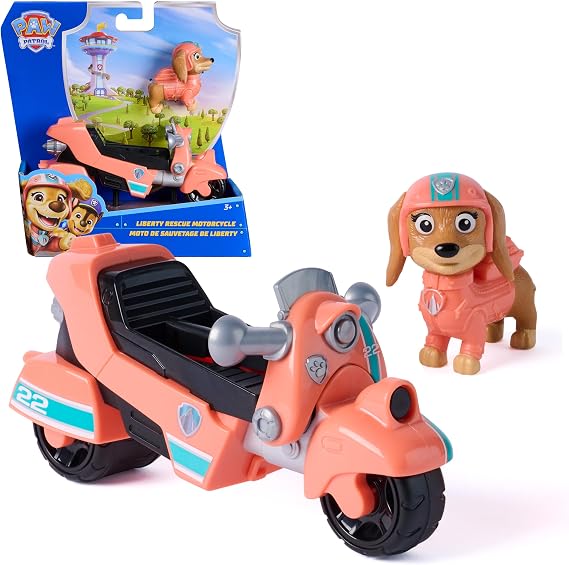 PAW Patrol - Liberty's Rescue Motorcycle with Toy Figure (Basic Vehicle), Authentic Details, Toy Motorcycle for Children from 3 Years