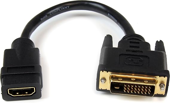 StarTech 8in HDMI to DVI-D Cable, Female to Male (HDDVIFM8IN)