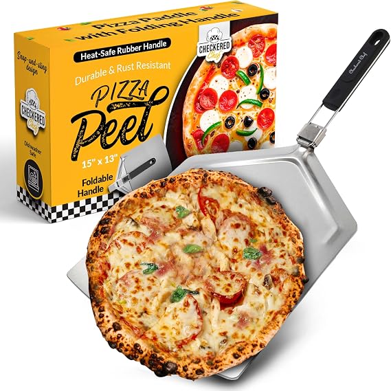Checkered Chef Pizza Peel - Foldable 13" x 15" Aluminum Spatula Paddle