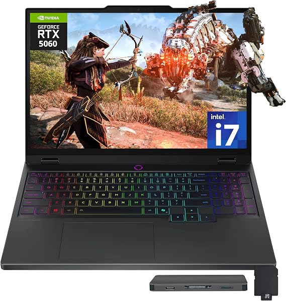 Lenovo Legion 5i 15.1" WQXGA 165Hz Gaming Laptop, Intel Core i7-14700HX, GeForce RTX 5060 GDDR7, 16GB DDR5, 2TB Storage(1TB SSD+1TB Docking Station), RGB Backlit Keyboard, Wi-Fi 7, Win 11 Pro, Black