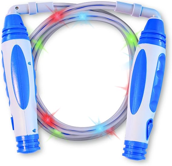 Geospace Sparkler LED Jump Rope with Kinetic-Powered Lights (Assorted Colors)