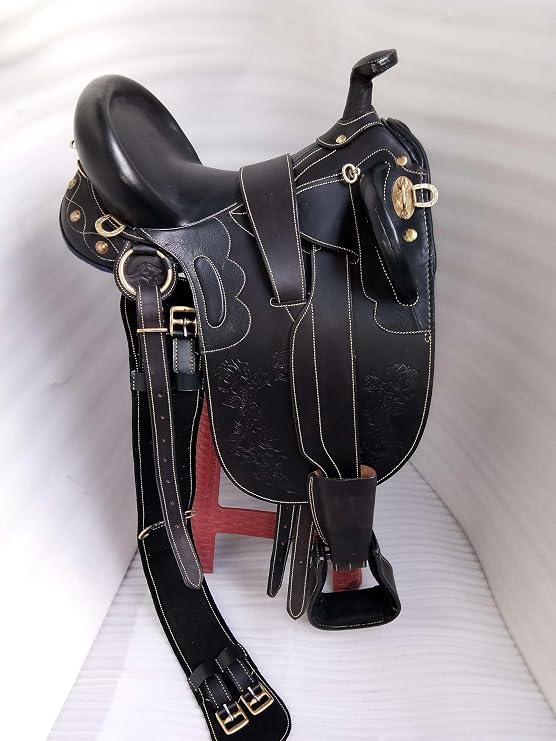 Australian Stock Leather Saddle with Over Girth Under Grith and Fender Horse Riding Equestrian Saddle