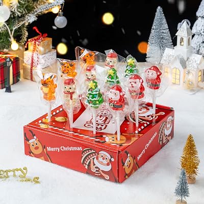 Christmas lollipop 3D cute 12 mixed cartoon pattern holiday gift individually packaged with sweet taste New Years gift christma candy gift hristmas party gifts cute lollipop christma with