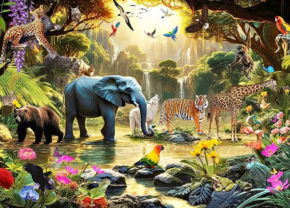 1000 Piece Puzzles for Adults - Adventures in The Jungle- Jigsaw Puzzles for Adults 1000 Piece Wild Animals Unique Shape Best Gift for Adults