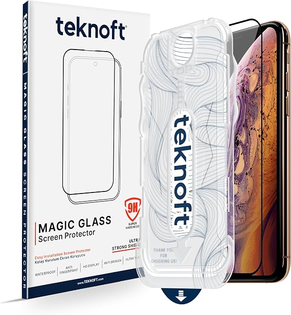 Teknoft iPhone XS Max-11 Pro Max için Kolay Kurulum Kitli Takılırken Camın Altında Kesinlikle Toz Bırakmayan Ekstra Güçlendirilmiş Tam Koruma Sağlayan Lazer Kesim Premium Ekran Koruyucu Kırılmaz Cam