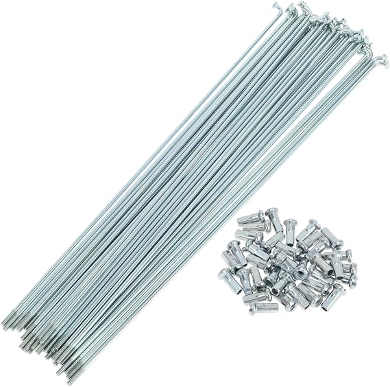 1 Set Universal Bicycle Spokes 12G 265mm Length Bike Wheel Spokes Nipple Silver Tone Carbon Steel Galvanized