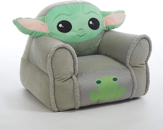 Idea Nuova Figural Mink with Sherpa Trim Bean Bag Chair for Toddlers and Kids, Star Wars Grogu