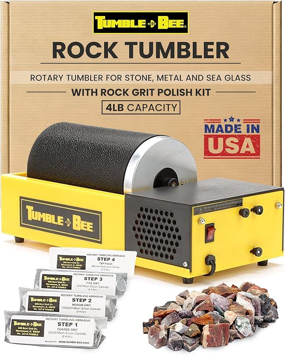 Tumble-Bee Rock Tumbler - Large Tumbler for Adults and Kids - Rotary Machine for Stone, Rock, Metal and Sea Glass - Polishing Machine Kit for Professionals & Hobbyists - Model TB-14-KIT