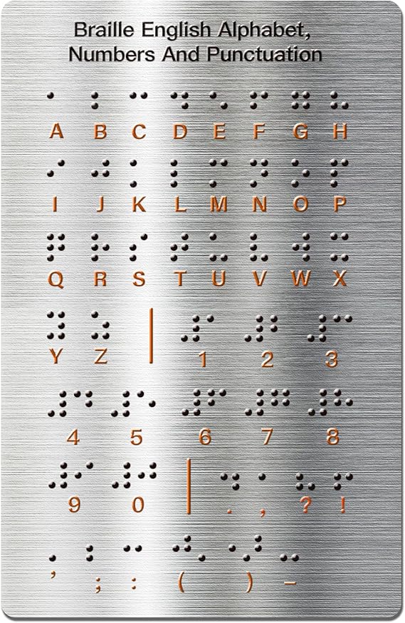 Braille Alphabet Board with Raised Dots, Numbers & Punctuation Braille Learning for Beginners, Education Gifts, Braille Teaching Aid for Blind Children, Adults (7.25 * 4.7 Inches)