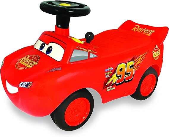 Kiddieland Lightning McQueen Ride-On Car, Foot-to-Floor Racer for Toddlers | Disney Pixar Cars theme with interactive steering wheel, engine sounds, music, and lights for kids aged 12-36 months