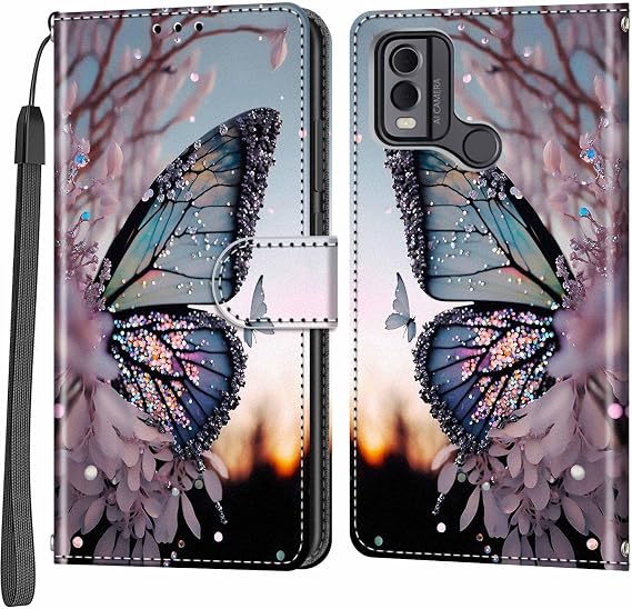 Mobile Phone Case for Nokia C32 / C22 Case Shockproof Protective Case with Stand Function Card Slots Protective Case Compatible Nokia C32 / C22