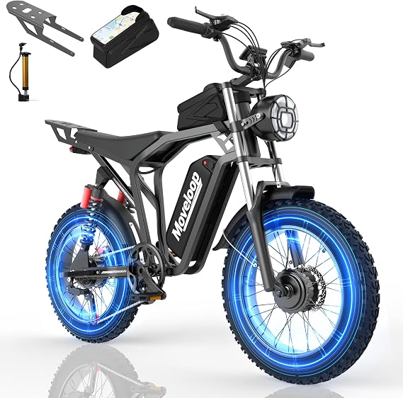 Electric Bike for Adults, 20" Fat Tire Ebike, 48V 15.6/20AH, Top 80 Miles