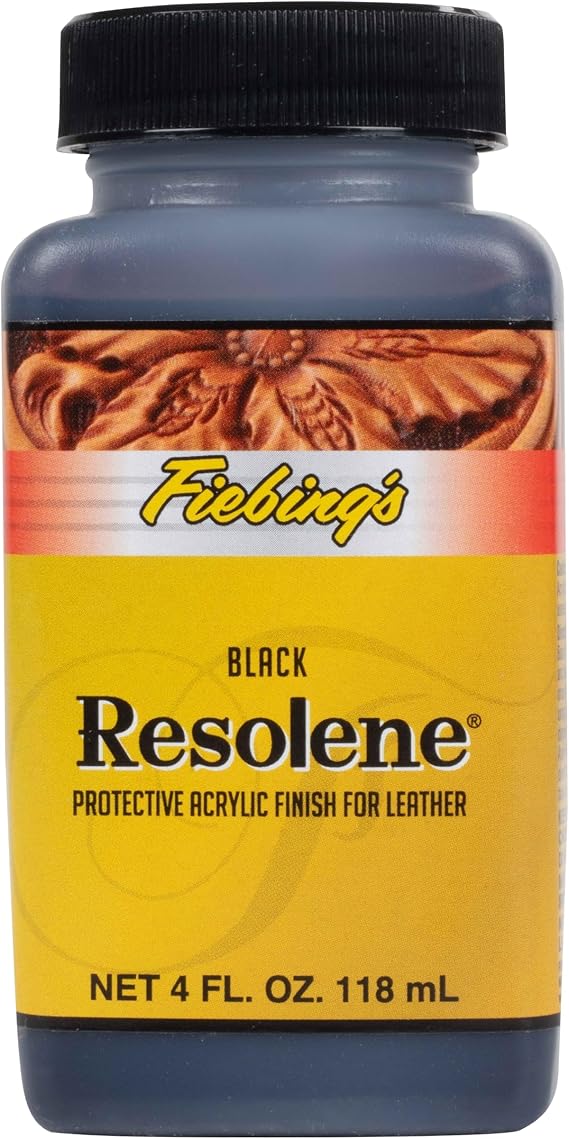 Fiebing's Acrylic Resolene (4 Ounce, Black) - Protective Acrylic Leather Finisher - Flexible, Water Resistant Top Coat for Dyed Boots, Couch, Purse