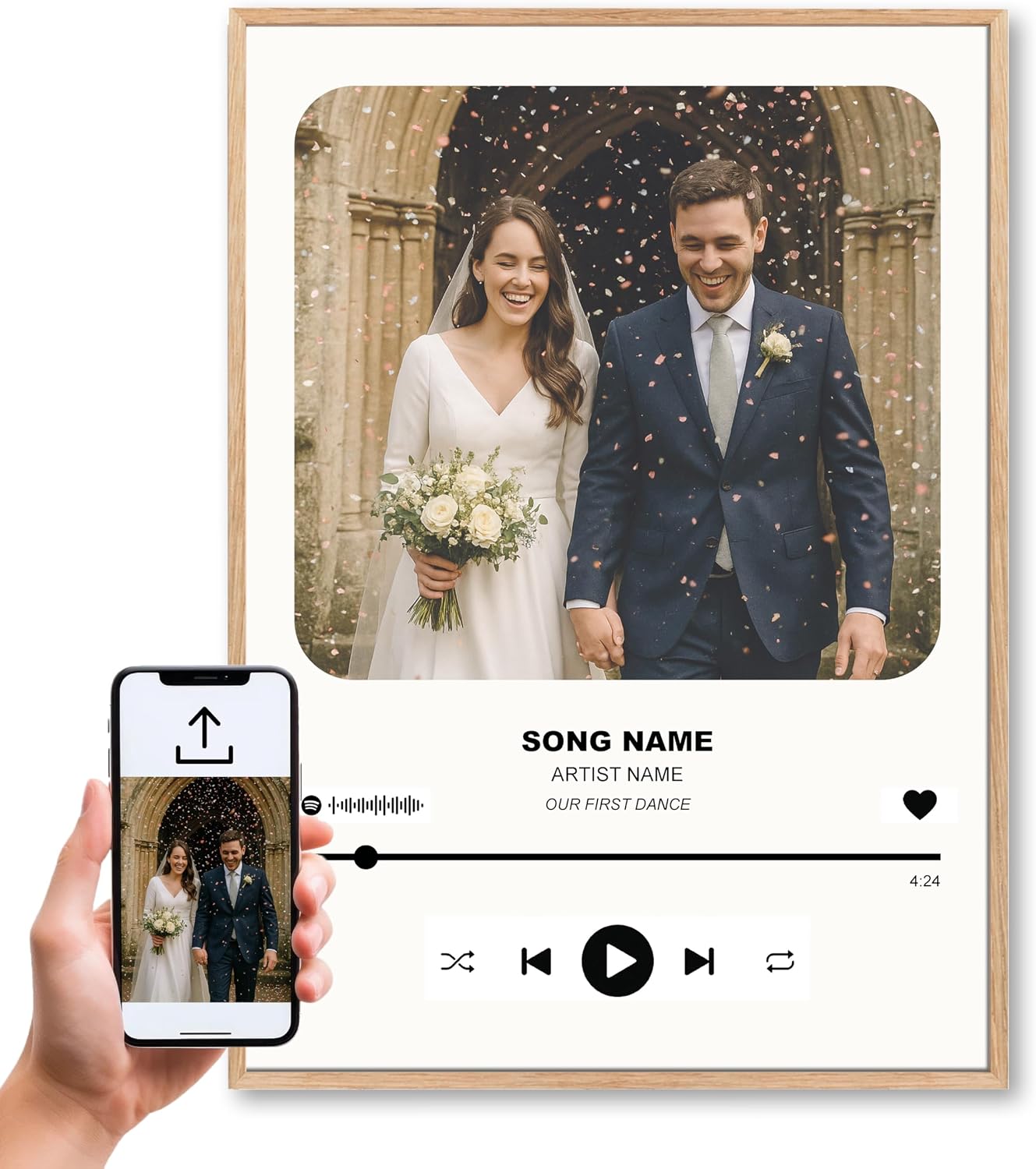 Made by Mika Ltd Personalised Spotify-Style Song Print with Your Photo – Custom Music Print with Song Name, Artist & Spotify Code | Unique Music Gift for Couples, Fans, Musicians & Home Décor