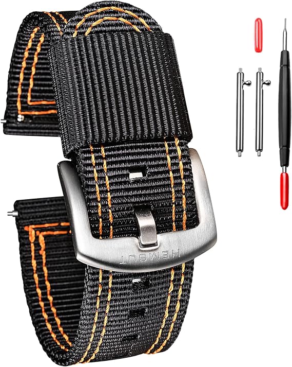 torbollo Quick Release Watch Khaki Bands, Hard 18mm Watch Band for Big Wrist, Quality Nylon Strap and Heavy Duty Brushed Buckle