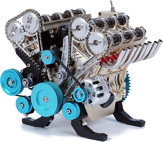 TECHING v8 Engine Model kit That Runs Mechanical Metal Assembly DIY Car Engine Model Kit 500+Pcs Educational Experiment (8 Cylinder Engine)