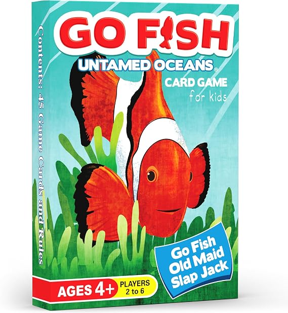 GO FISH Untamed Oceans, a Go Fish Card Game for Kids 4-8 and Up Play Old Maid and Slap Jack with Same Deck Easy to Learn Family, Board Game Night and Classroom Party Fun Great Gift Idea