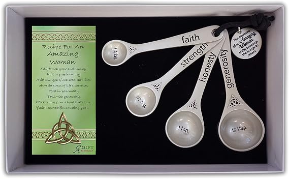 Abbey Gift Se Irish Amazing Woman Measuring Spoon Set Of 4 Gift Box W/Card, 3 9/16 to 4