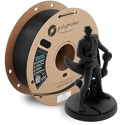 Polymaker HT-PLA-GF Filament 1.75mm Black, High Temp PLA for 3D Printing, Heat Resistant to 150C, Easy to Print, Easy to Anneal, Works with Most FDM Printers, 1kg Spool