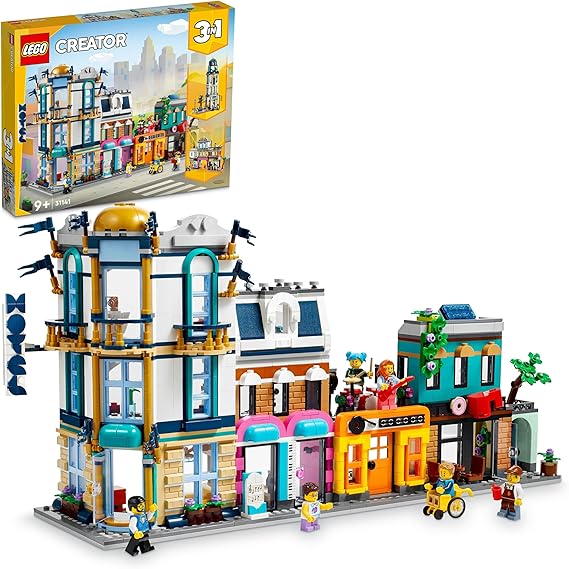 LEGO® Creator 3’ü 1 Main Street Creative Toy Making Set (1459 Pieces) Including a Toy City for Children 31141-9 Years and Over, Art Deco Building and Shopping Street