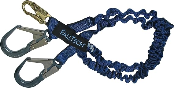 FallTech 8240Y3A ElasTech 6-Foot Y-Leg Shock Absorbing Lanyard with Aluminum Rebar Hooks