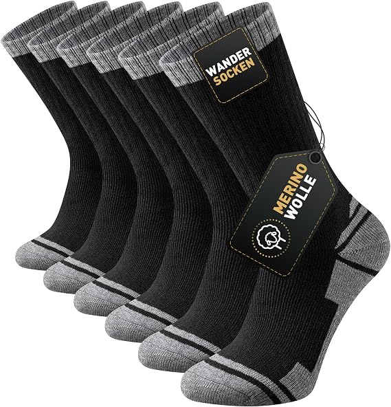 Merino Hiking Socks for Men and Women Thick Thermal Socks Winter Socks Warm Merino Wool Outdoor Socks Anti Blister Padded Trekking Socks Breathable Sports Socks 3 Pairs
