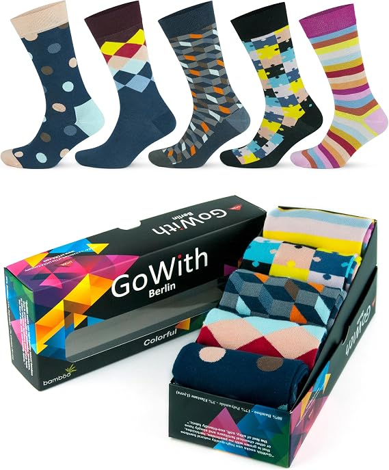 GoWith 5-Piece Washed Seamless (Seamless) Heel Nose Reinforced Moisture Absorbing Colored Bamboo Men's Socks 3563