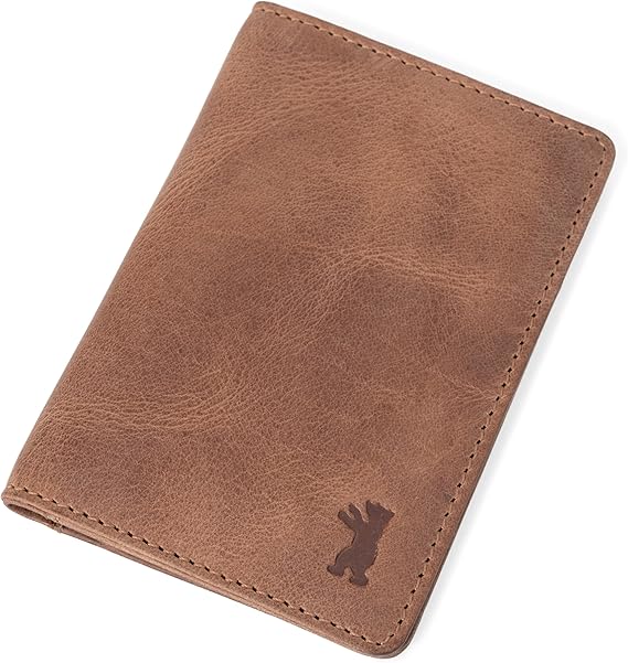 BERLINER BAGS Slim Leather Bifold Wallet Men Porto, Gift Box Brown | Front Pocket Bifold Wallet, 6 Card Slots, 2 Slip-in Bill Pockets, RFID Blocking