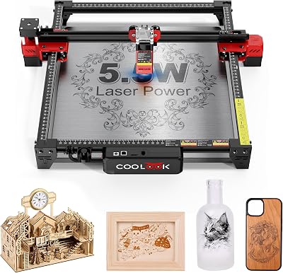 CK1-55 Laser Engraver & Cutter, 300x300mm Engraving Area, 5.5W Laser with 30000mmmin Speed, 32-Bit Control, WiFiUSBOffline Operation, for Wood, Acrylic, Leather, Paper