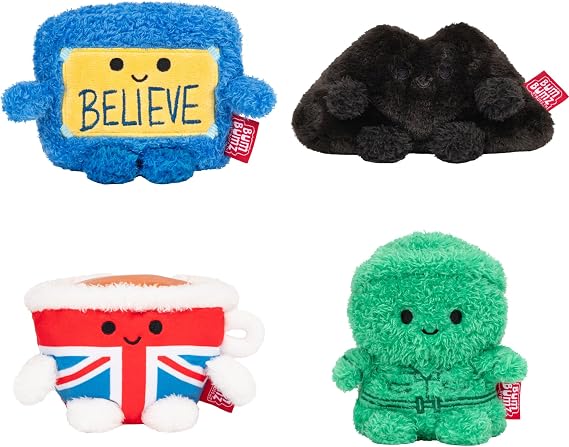BumBumz 4.5-inch Ted Lasso 4-Pack - Army Man, Mustache, Teacup, Believe Poster Plush - from The Makers of Original Squishmallows - Ages 3+