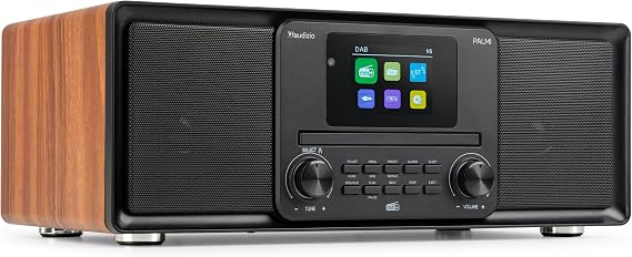 Audizio Palmi - DAB Radio with CD Player - 60 Watt Stereo System with Bluetooth 5.0 USB & Equalizer Alarm Clock & Sleep Timer DAB Radio with Remote Control & 2.4 Inch Colour Display Dimmable