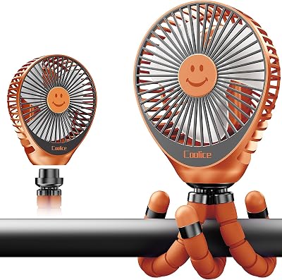 Stroller Fan Clip on for Baby, 30Hrs Removable Fan for Strollers and Car Seat, 3 Speeds Baby Stroller Fans, Rechargeable Portable Fans for Strollers with Flexible Tripod for Camping, Beach and Hiking