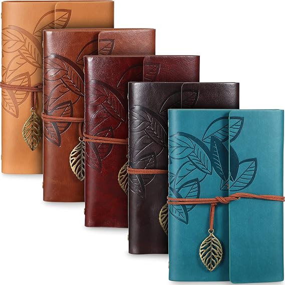 Chinco 5 Pcs Leather Journal Writing Notebook Diary Blank Pages 7x5 in