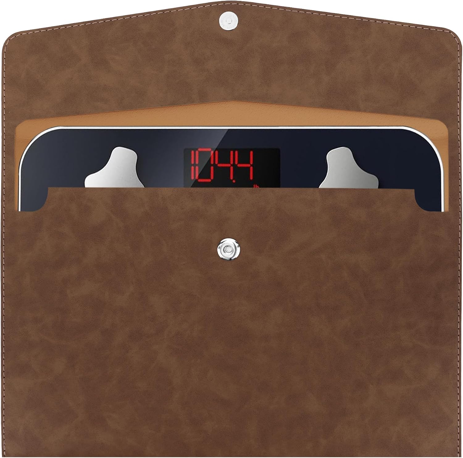 Carrying Bag for Smart Scale, Compatible with Renpho Travel Scale Elis Go, 11.02In x 7.09In, Vegan Leather Replaceable Protective Pouch Bathroom Scales for Body Weight (Brown)