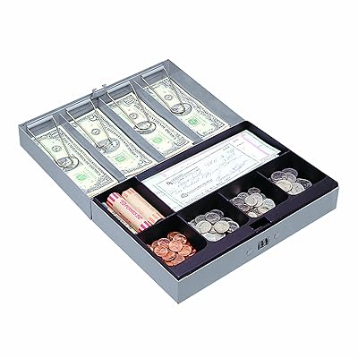 Sparco Combination Lock Cash Box, Steel, 11-12 x 7-34 x 3-14 Inches, Gray SPR15508
