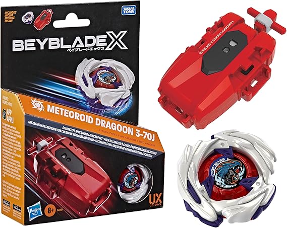 Beyblade X Meteoroid Dragoon 3-70J Left Spin String Launcher with Takara Tomy Attack Type Top, Battling Tops Game Toys, Ages 8+