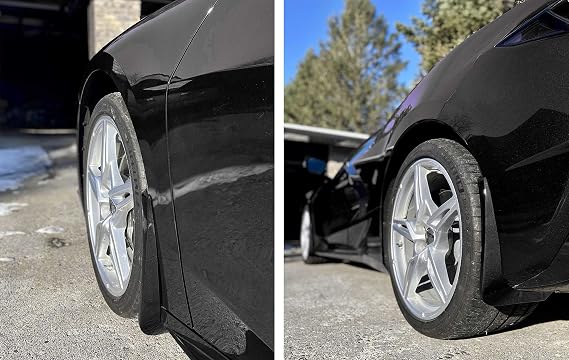 Front & Rear Splash Guards Mud Flaps in Gloss Black GBA for 2020-2023 Corvette C8