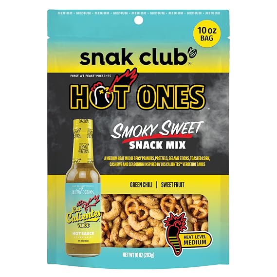 Snak Club x Hot Ones Smoky Sweet Snack Mix, Spicy Nut & Pretzel Mix, 10 oz