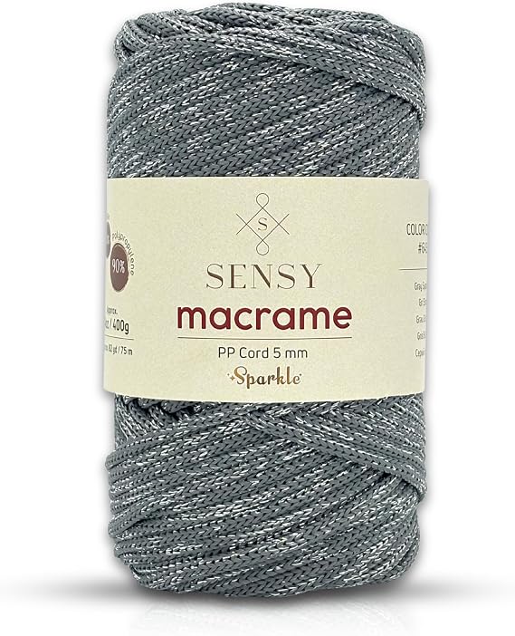 5 Mm - Simli 400 Gr Polyester Makrome Ipi 75 M Polyester Makrome Ip Supla Ip Ve Çanta Ipliği (Gri)