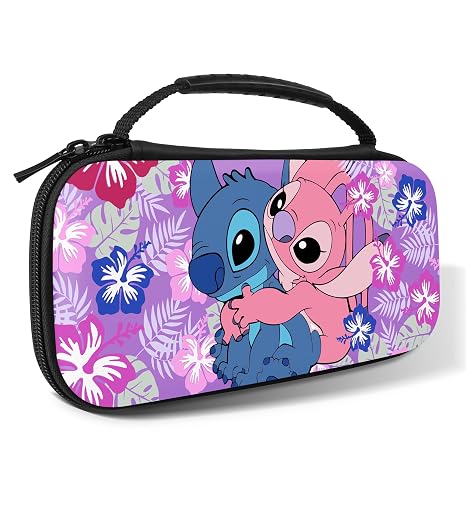 Xcitifun Carrying Case Designed for Nintendo Switch for Kids Girls Boys Cute Kawaii Travel Carry Bag for Switch / Lite / OLED 10 Game Cartridge Switch Protective Cover Carrying Cases - Purple Dogs
