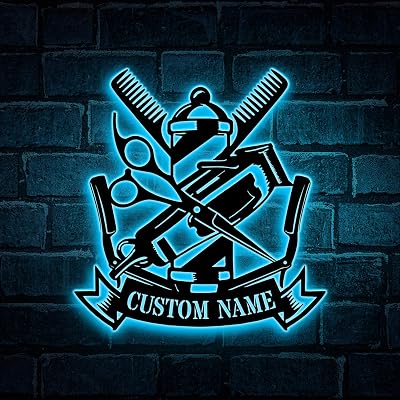 V-DECORPARKS Barbershop Custom Metal Sign | Personalized Barbers Lounge Wall Art | Man Up Barbershop Custom Signs | IndoorOutdoor Metal Decor