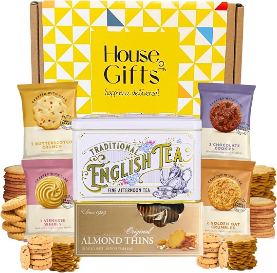 Biscuits Gift Set Afternoon Tea Hamper Gifts Border Biscuit English Luxury Tin for tea lovers & Biscuit Lovers, Grandparents, Mum, Dad, Birthdays