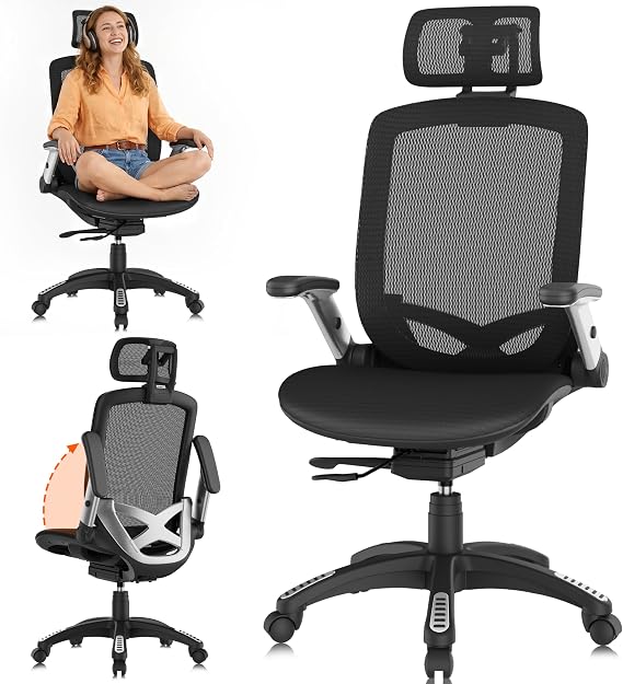 GABRYLLY Ergonomic Office Chair with 3D Headrest, 120 Tilt Function, 3D Armrests, Ergonomic Office Desk Chair for Home, Gaming Chair, Computer Chair, Office Chair 150 kg