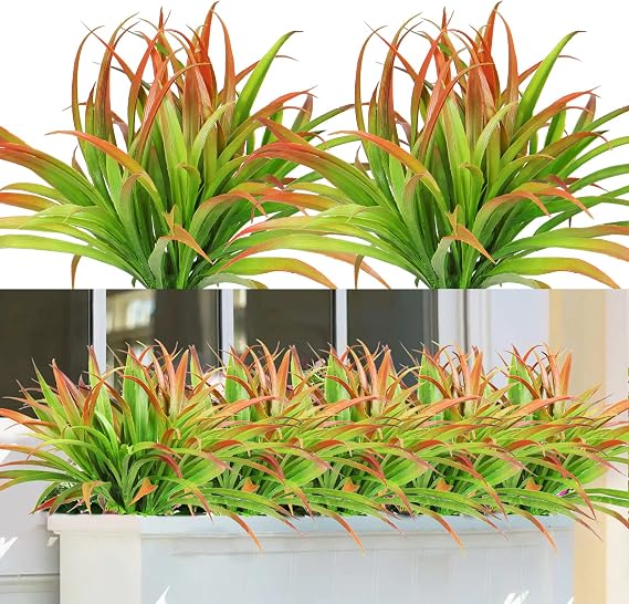 6PCS Artificial Plants Grass Outdoor 16in Fake Plants Autumn Decorations