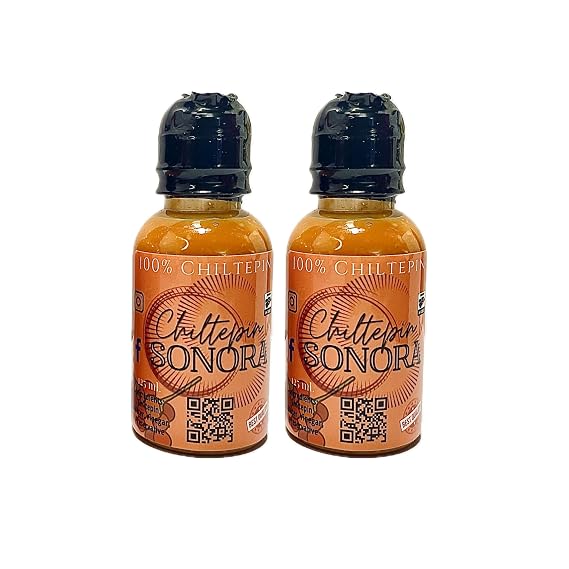 (2 Pack) Chiltepin Sonora Hot Sauce, 100% Chiltepin Pepper, 125ml