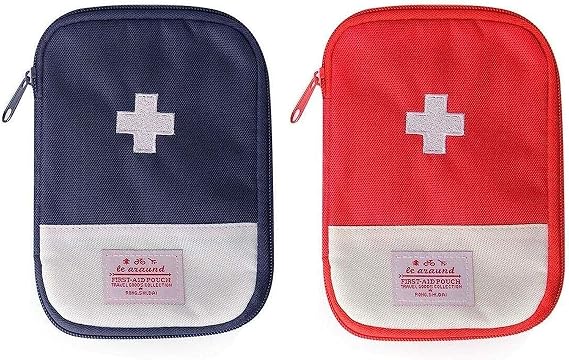 JIAKAI 2 Packs First Aid Bag,Empty First Aid Pouch,Mini Portable Medical Bag for Outdoor Camping Hiking Travel Emergency,Multifunction Emergency Medicine Storage Bag-7x5 inch