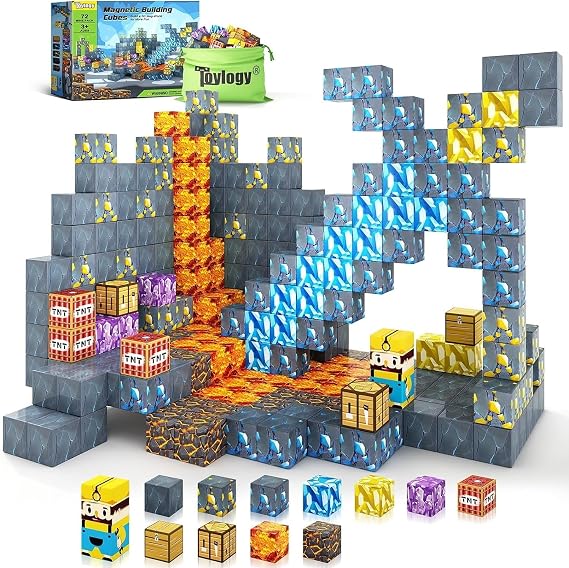 Magnetic Blocks - Build Mine World Craft Kits Kids Toys for 3+ Boys Girls